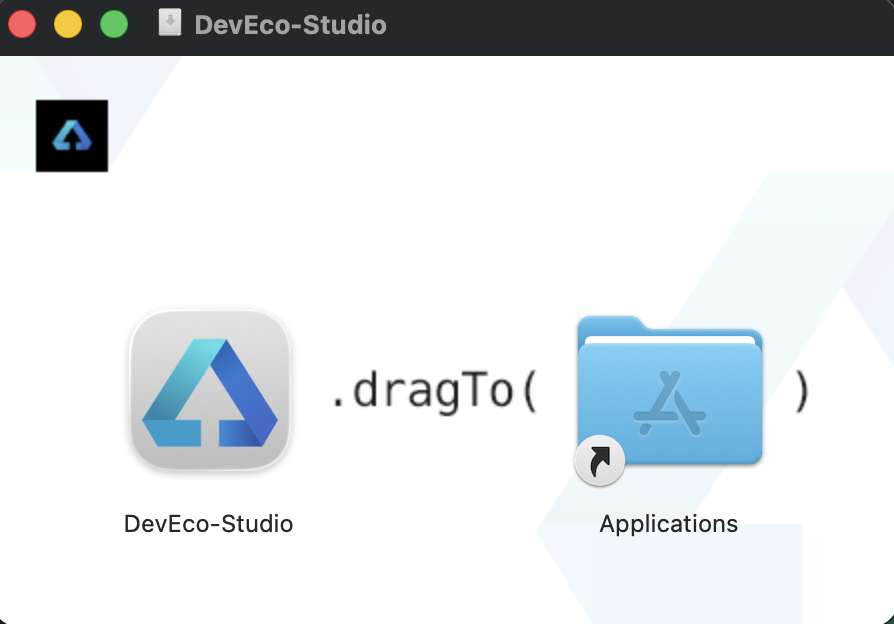 DMG window: dragging DevEco-Studio into the Applications folder